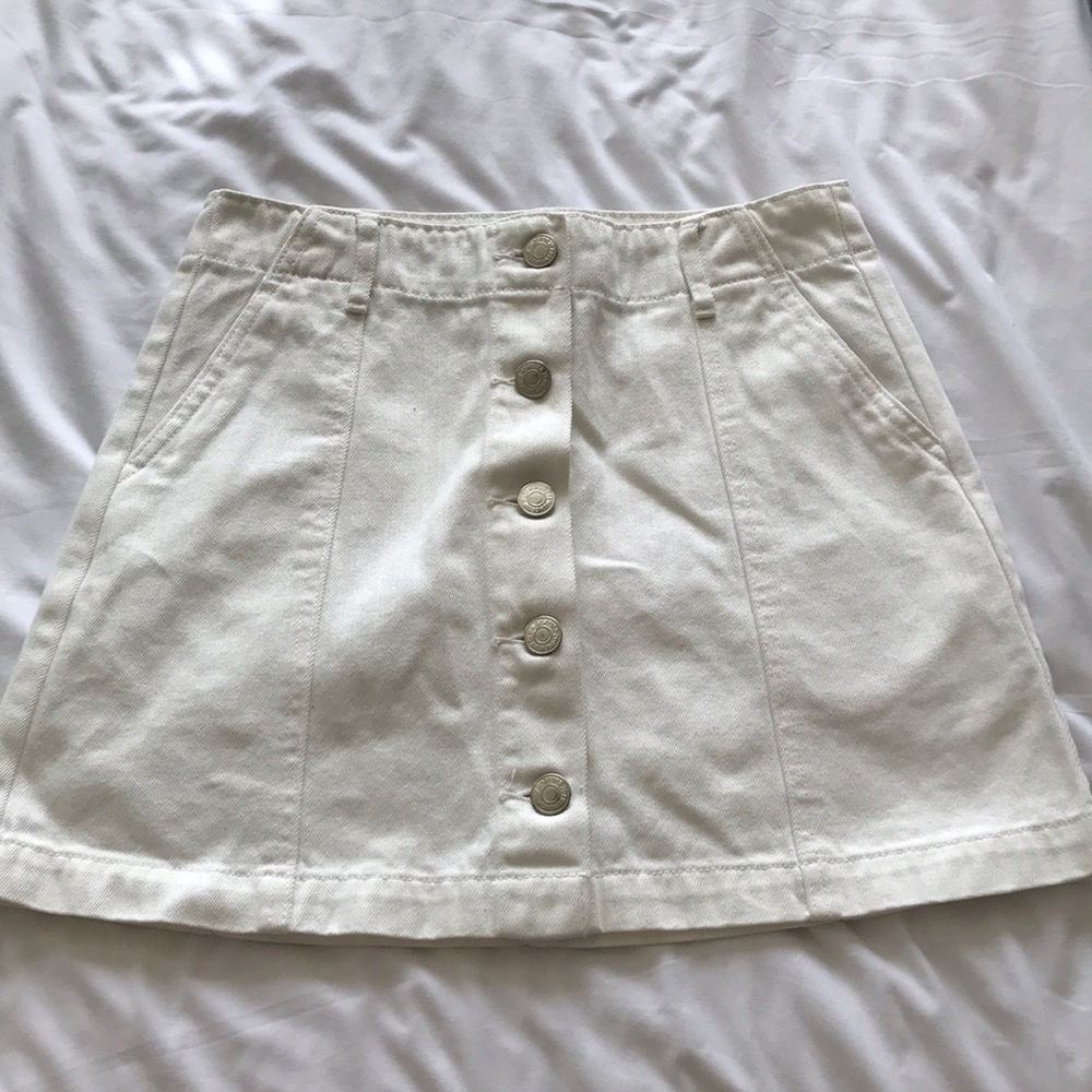 Forever 21 White Jean Mini Skirt